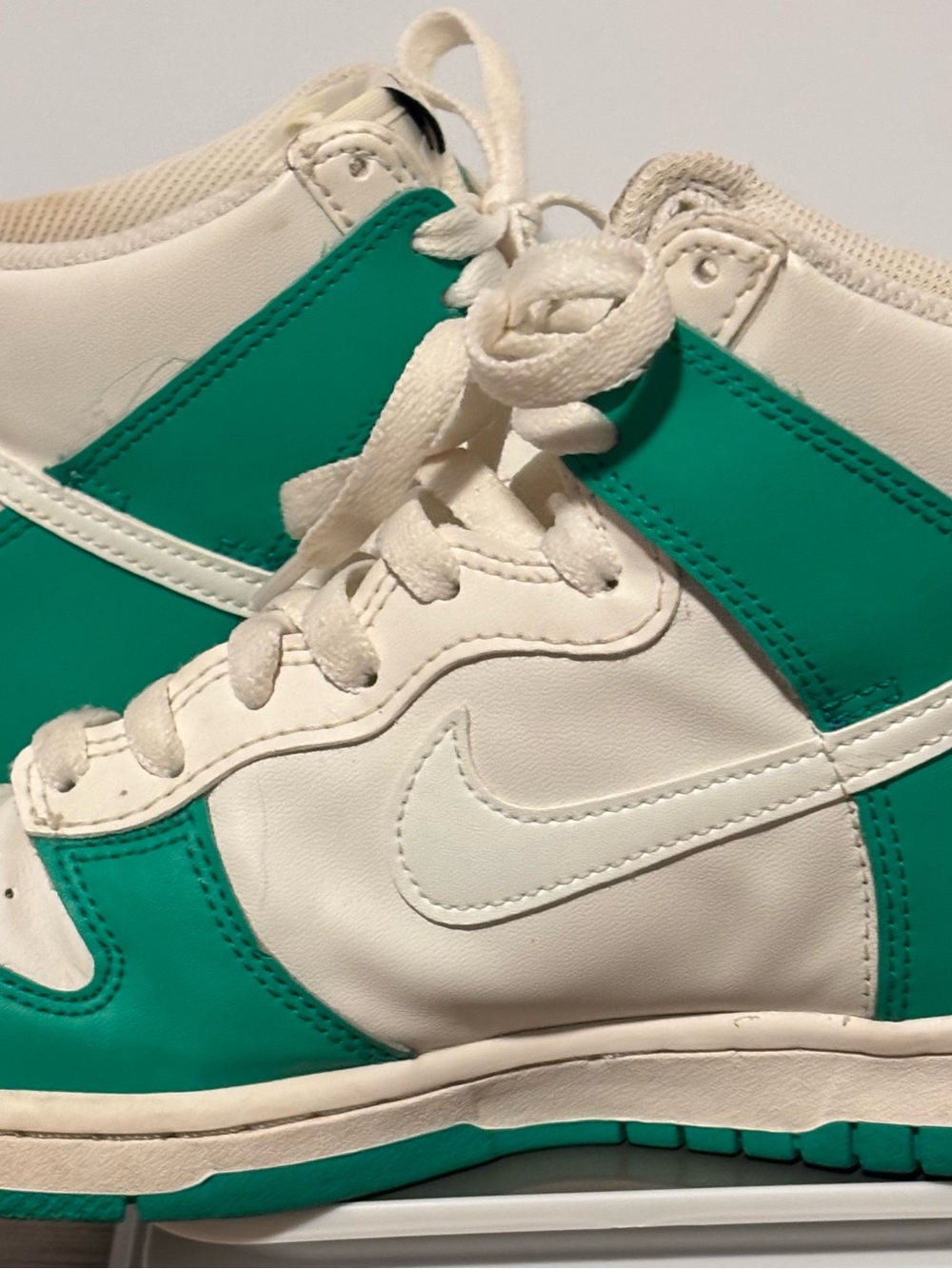 Nike Dunk White and Green High-Top Sneakers
